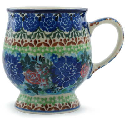 Polish Pottery Mug 8 oz Water Blooms UNIKAT