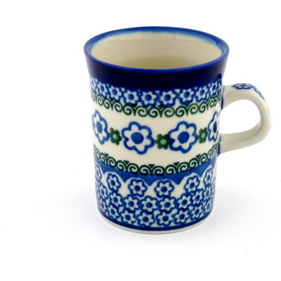 Polish Pottery Mug 8 oz White Daisy Dots