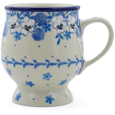 Polish Pottery Mug 8 oz White Pansy