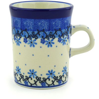 Polish Pottery Mug 8 oz Winter Star Flowers