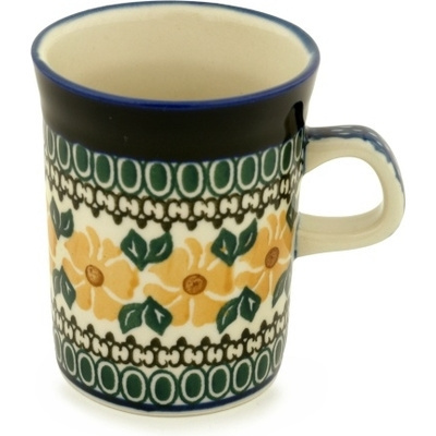 Polish Pottery Mug 8 oz Yellow Morning Glory
