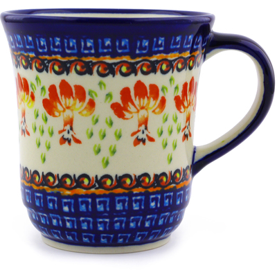 Polish Pottery Mug 9 oz Blooming Red