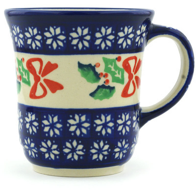 Polish Pottery Mug 9 oz Christmas Bows