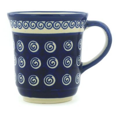 Polish Pottery Mug 9 oz Cobalt Swirl