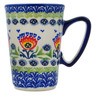 Polish Pottery Mug 9 oz Flower Flames UNIKAT