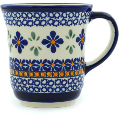 Polish Pottery Mug 9 oz Gangham Flower Chain