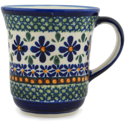 Polish Pottery Mug 9 oz Gingham Flowers