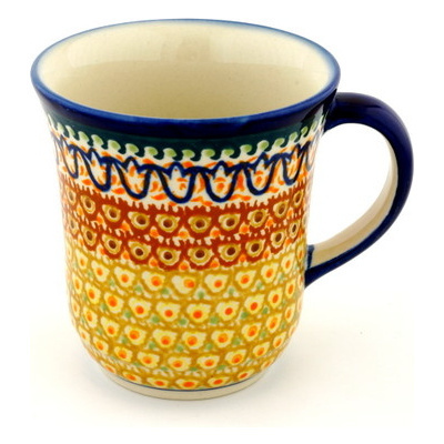 Polish Pottery Mug 9 oz Golden Tulip UNIKAT