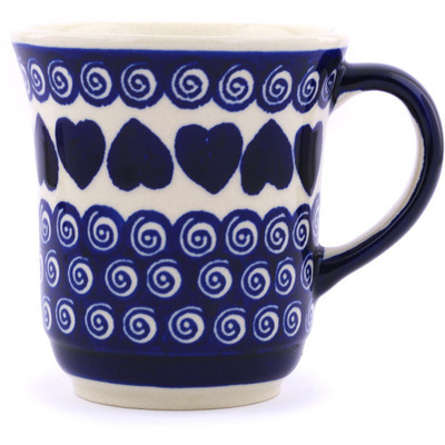 Polish Pottery Mug 9 oz Heart Swirls