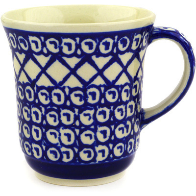 Polish Pottery Mug 9 oz Lattice Peacock