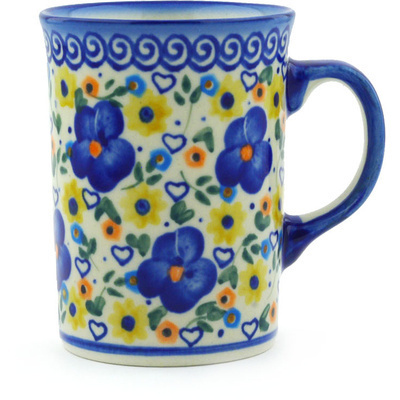 Polish Pottery Mug 9 oz Patches Of Love UNIKAT