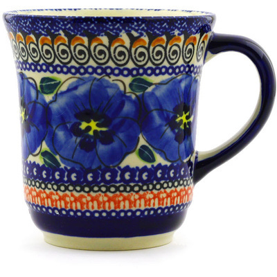 Polish Pottery Mug 9 oz Regal Bouquet UNIKAT