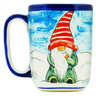 Polish Pottery Mug 9 oz Snow Gnome UNIKAT