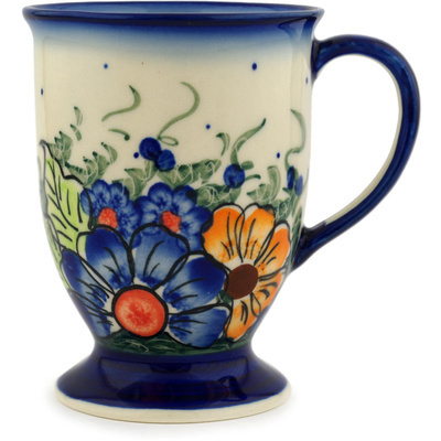 Polish Pottery Mug 9 oz Summertime Blues UNIKAT