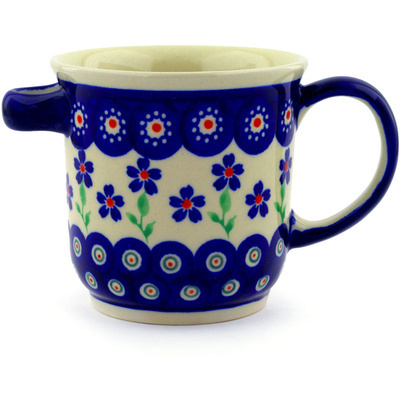 Polish Pottery Mug with Spoon Handle 12 oz Bright Peacock Daisy