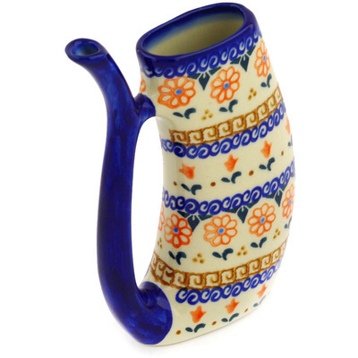 Polish Pottery Mug with Straw 10 oz Amarillo