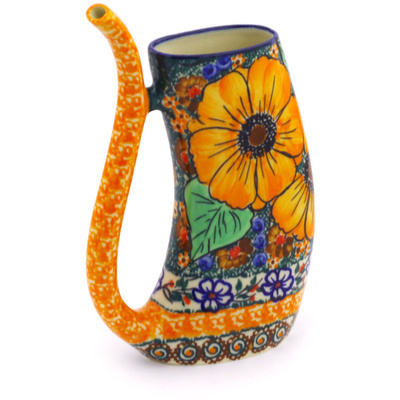Polish Pottery Mug with Straw 10 oz Autumn Garden UNIKAT