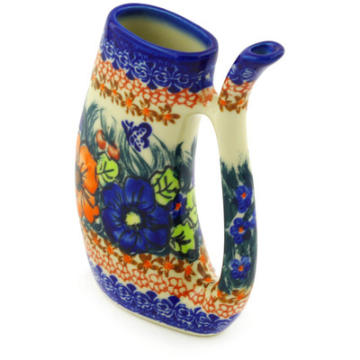 Polish Pottery Mug with Straw 10 oz Butterfly Splendor