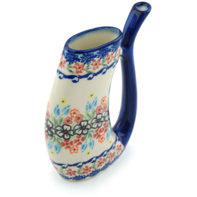 Polish Pottery Mug with Straw 10 oz Fanciful Ladybug