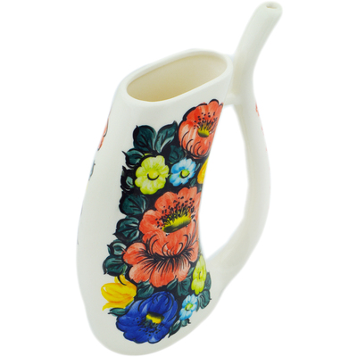 faience Mug with Straw 14 oz Little Flower Patch Black