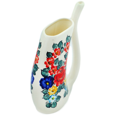 faience Mug with Straw 14 oz Little Flower Patch