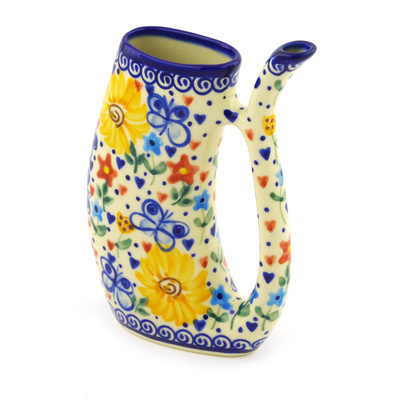 Polish Pottery Mug with Straw 8 oz Butterfly Sunshine UNIKAT