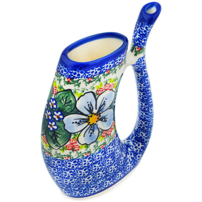 Polish Pottery Mug with Straw 8 oz Floral Dream UNIKAT