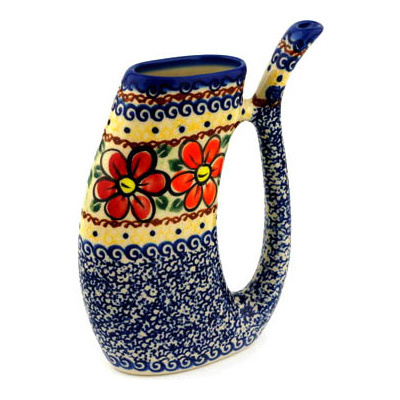 Polish Pottery Mug with Straw 8 oz Glorious Morning UNIKAT