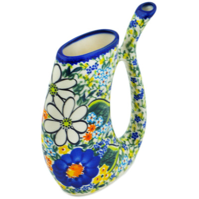 Polish Pottery Mug with Straw 8 oz Magical Spring UNIKAT