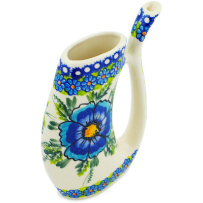 Polish Pottery Mug with Straw 8 oz Orchid Crown UNIKAT
