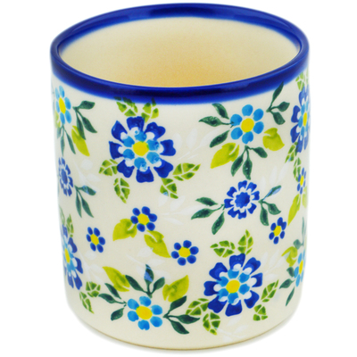 Polish Pottery Mug without a Handle 14 oz Forget-me-not Field