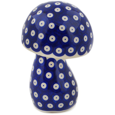 Polish Pottery Mushroom Figurine  6&quot; Lovely Blue Eyes