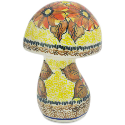 Polish Pottery Mushroom Figurine  6&quot; UNIKAT