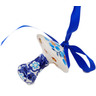 Polish Pottery Mushroom Ornament 3&quot; Blue Chain UNIKAT