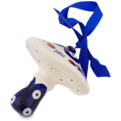 Polish Pottery Mushroom Ornament 3&quot; Mosquito