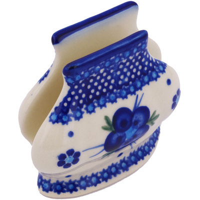 Polish Pottery Napkin Holder 3-inch Bleu-belle Fleur
