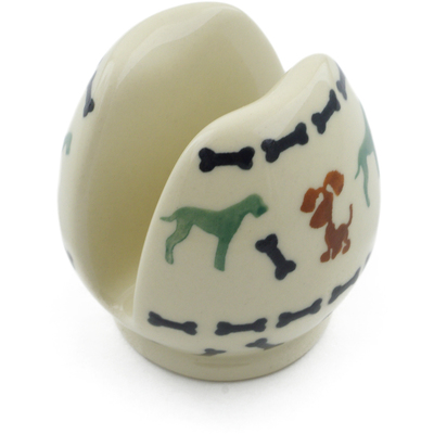 Polish Pottery Napkin Holder 3&quot; Dogs And Bones