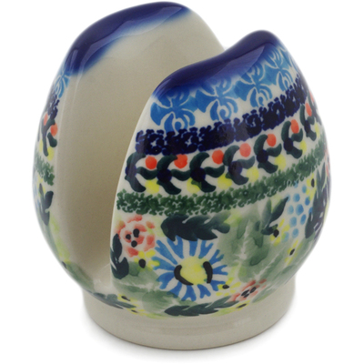 Polish Pottery Napkin Holder 3&quot; Flor-de-lis UNIKAT