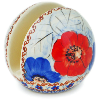 Polish Pottery Napkin Holder 3&quot; Floral Gem UNIKAT