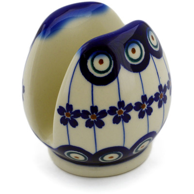 Polish Pottery Napkin Holder 3&quot; Floral Peacock