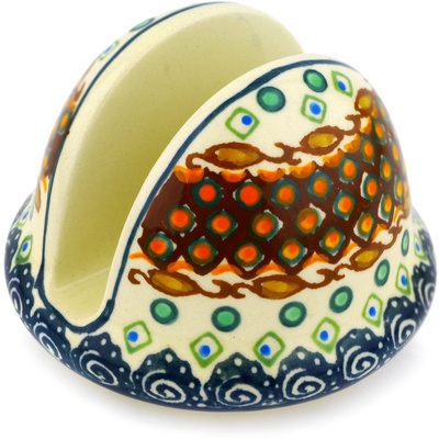 Polish Pottery Napkin Holder 4&quot; Artichoke Heart UNIKAT
