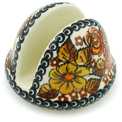 Polish Pottery Napkin Holder 4&quot; Autumn Glow UNIKAT