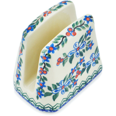 Polish Pottery Napkin Holder 4&quot; Azure Blooms