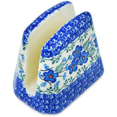 Polish Pottery Napkin Holder 4&quot; Blue Blossom