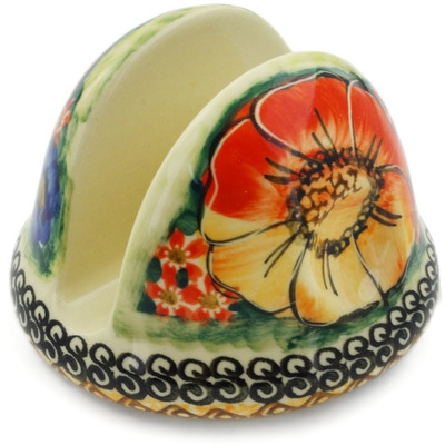 Polish Pottery Napkin Holder 4&quot; Bright Beauty UNIKAT