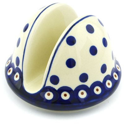 Polish Pottery Napkin Holder 4&quot; Peacock Dots