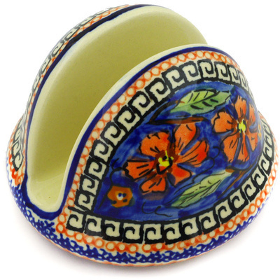 Polish Pottery Napkin Holder 4&quot; Poppies UNIKAT