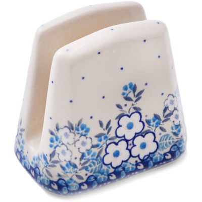 Polish Pottery Napkin Holder 4&quot; Soft Starry Flowers UNIKAT