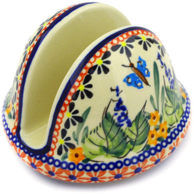 Polish Pottery Napkin Holder 4&quot; Spring Splendor UNIKAT