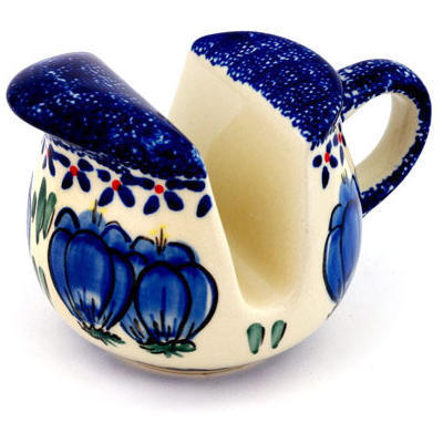 Polish Pottery Napkin Holder 5&quot; Blue Bulbs
